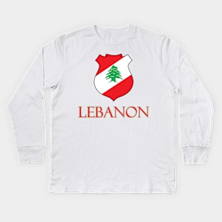 Lebanon - Coat of Arms Design Kids Long Sleeve T-Shirt